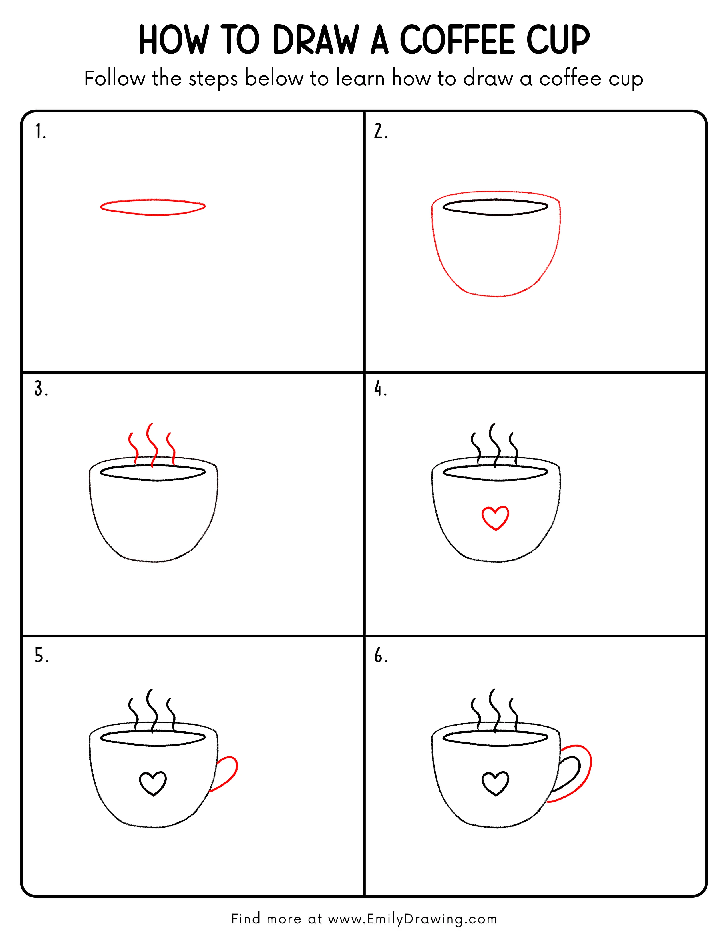 Printable Coffee Cup Drawing Guide